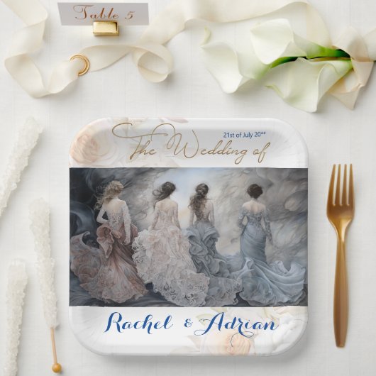 ズ結婚ドレススタイル ペーパープレート (ウェディング)