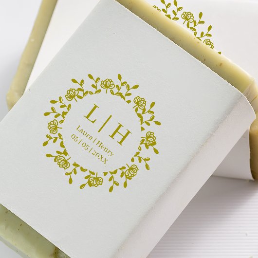 ズ結婚フローラガーランドボホスタイルイニシャルデザイン ラバースタンプ