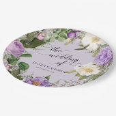 ズ結婚ブライダルシャワーアイボリーラベンダーバラリース ペーパープレート (アングル)