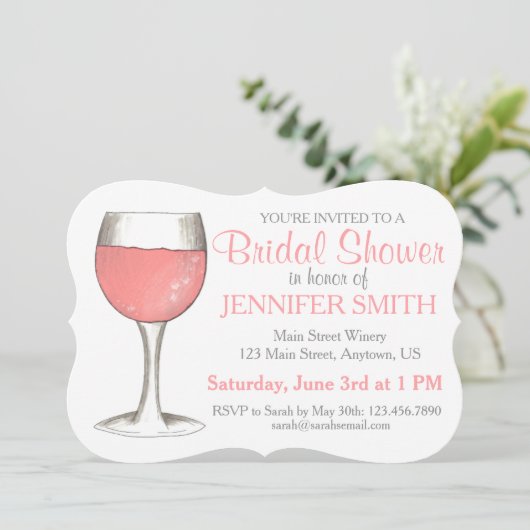 ズ結婚ブライダルシャワー婚約パーティロゼワイン 招待状 (スタンド正面)