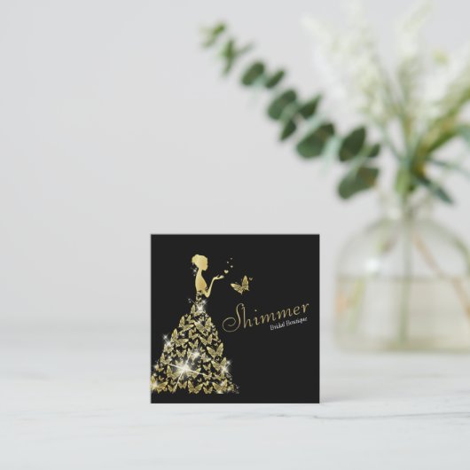 ズ結婚ブライダルバタフライドレスブティック スクエア名刺 (スタンド正面)