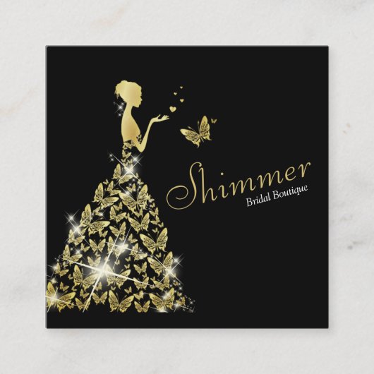 ズ結婚ブライダルバタフライドレスブティック スクエア名刺 (正面)