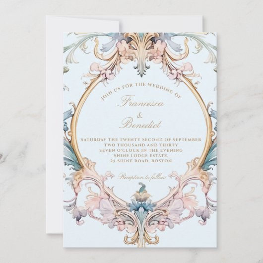 ズ結婚リージェンシーエレガントヴィンテージバロック招待状 (正面)