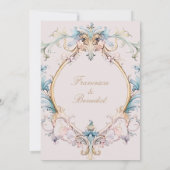 ズ結婚リージェンシーヴィンテージバロックピンク招待状 (裏面)