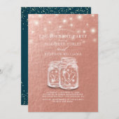 ズ結婚婚約パーティシックメイソンジャースバラ金ゴールド 招待状 (正面/裏面)