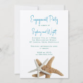 ズ結婚婚約パーティシースターズアクアブルー 招待状 (正面)