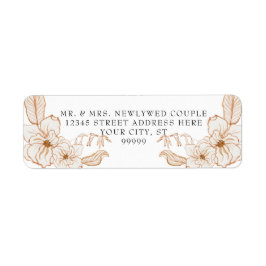ズ結婚差出人住所テラコッタピンクフローラアート ラベル
