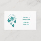 ズ結婚座席表ティール(緑がかった色)蝶ハート プレイスカード (裏面)