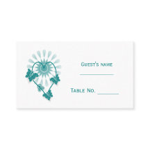 ズ結婚座席表ティール（緑がかった色）蝶ハート