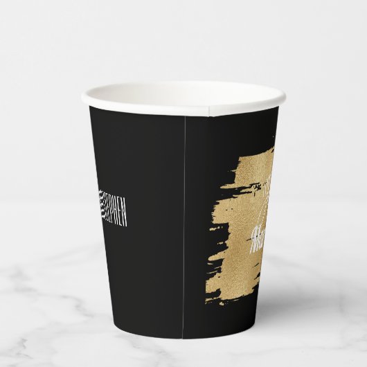 ズ結婚紙カップエレガントブラックアンドゴールズ 紙コップ (右)