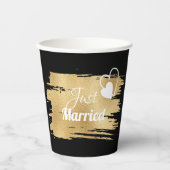 ズ結婚紙カップエレガントブラックアンドゴールズ 紙コップ (正面)