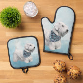 セアヤムテリア絵を描の可愛いオリジナルドッグアート 鍋つかみ&鍋敷きセット (トップダウン)