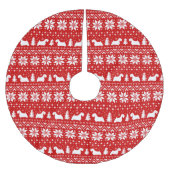 セアリハムテリアシルエットのクリスマスパターン ブラッシュドポリエステルツリースカート (正面)