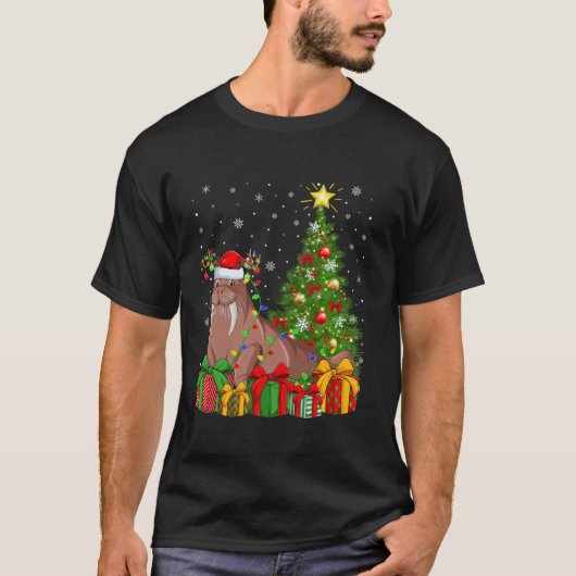 セイウスクリスマスツリー照明サンタハットセイウラスクリステム Tシャツ (正面)