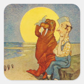 セイウチと大工のシール スクエアシール (正面)