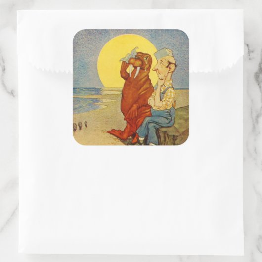 セイウチと大工のシール スクエアシール (バッグ)