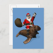 セイウチに乗るサンタクロース シーズンポストカード (正面/裏面)