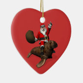 セイウチに乗るサンタクロース セラミックオーナメント (右)