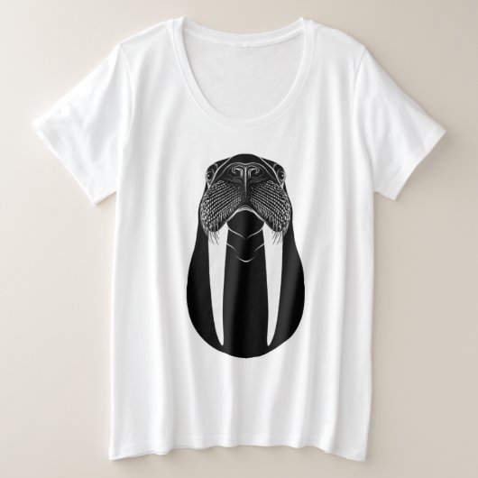 セイウチのシルエット プラスサイズTシャツ (デザイン正面)