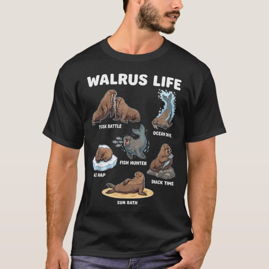 セイウチの人生 面白い セイウチ 愛好家 海洋 Tシャツ (正面)