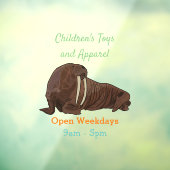 セイウチの漫画イラストレーション ウィンドウサイン (シート3)