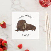 セイウチの漫画イラストレーション スタンダードカクテルナプキン (インサイチュ)