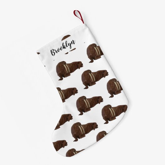 セイウチの漫画イラストレーション スモールクリスマスストッキング (裏面 (吊り時))