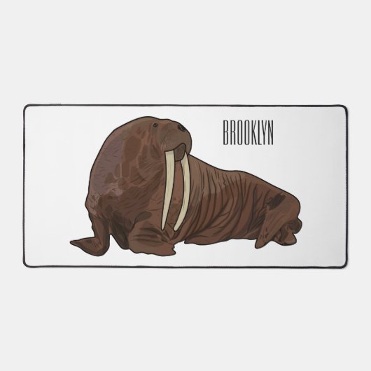 セイウチの漫画イラストレーション デスクマット (正面)