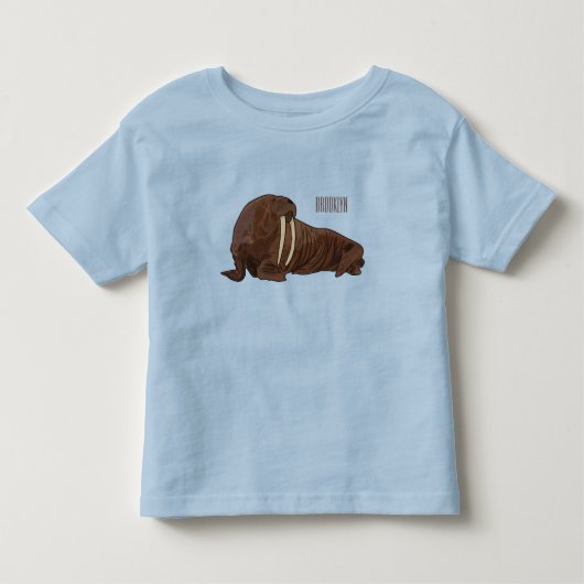 セイウチの漫画イラストレーション トドラーTシャツ (正面)