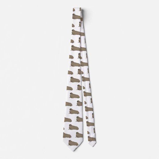 セイウチの漫画イラストレーション ネクタイ (正面)