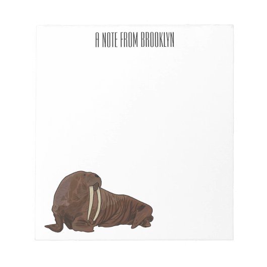 セイウチの漫画イラストレーション ノートパッド (正面)