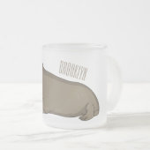 セイウチの漫画イラストレーション フロストグラスマグカップ (正面右)