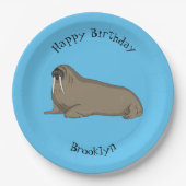 セイウチの漫画イラストレーション ペーパープレート (正面)