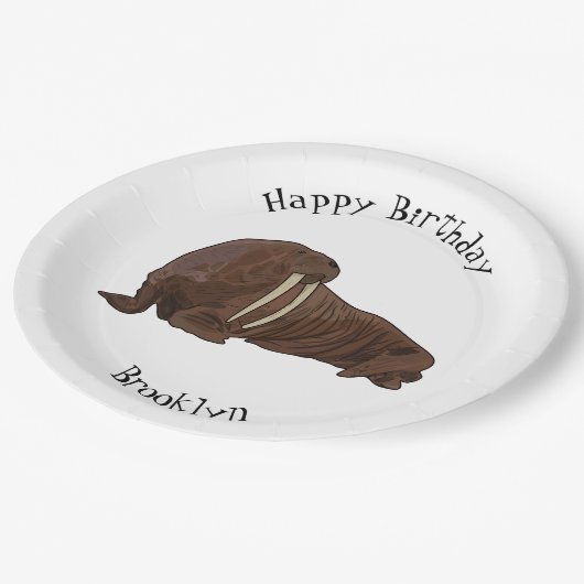 セイウチの漫画イラストレーション ペーパープレート (アングル)