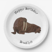 セイウチの漫画イラストレーション ペーパープレート (正面)