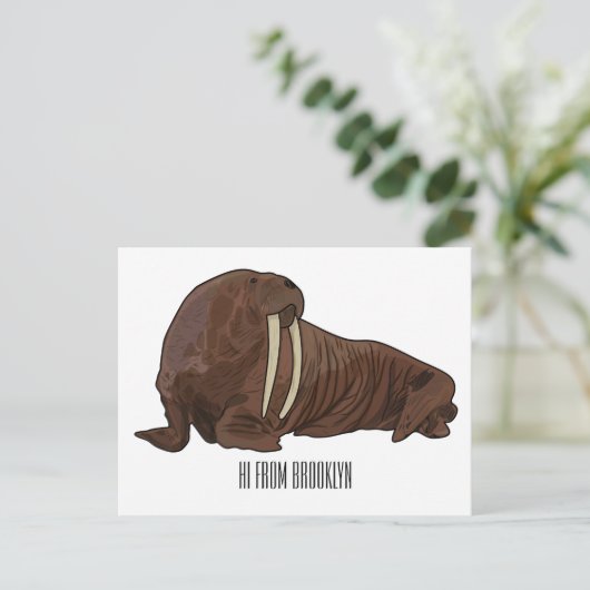 セイウチの漫画イラストレーション ポストカード (スタンド正面)