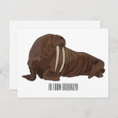 セイウチの漫画イラストレーション ポストカード (正面/裏面)