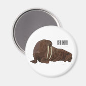 セイウチの漫画イラストレーション マグネット (正面/裏面)