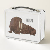 セイウチの漫画イラストレーション メタルランチボックス (裏面)