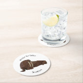 セイウチの漫画イラストレーション ラウンドペーパーコースター (インサイチュ)