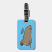 セイウチの漫画イラストレーション ラゲッジタグ (正面縦)