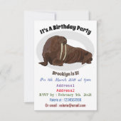 セイウチの漫画イラストレーション 招待状 (正面)