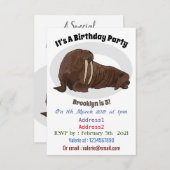 セイウチの漫画イラストレーション 招待状 (正面/裏面)