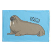 セイウチの漫画イラストレーション 枕カバー (裏面)