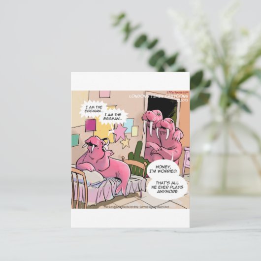 セイウチを歌う心配な親おもしろい達 ポストカード (スタンド正面)