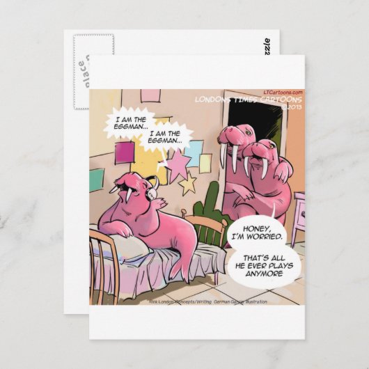 セイウチを歌う心配な親おもしろい達 ポストカード (正面/裏面)