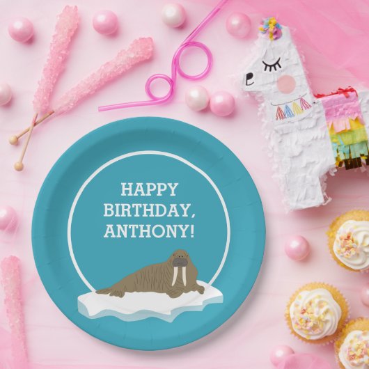 セイウロスオンアンアイスバーグカスタム誕生日パーティー ペーパープレート (パーティー)