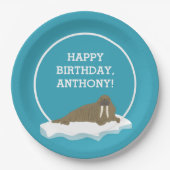 セイウロスオンアンアイスバーグカスタム誕生日パーティー ペーパープレート (正面)