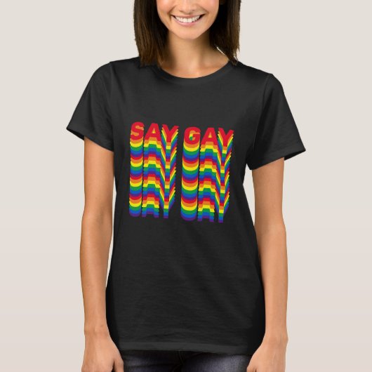 セイゲイレインボーlgbtqプライドフラッグレトロパターン tシャツ (正面)