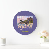 セイシェルインディアン海ヴィンテージの夕焼けのお土産 ラージ壁時計 (ホーム)